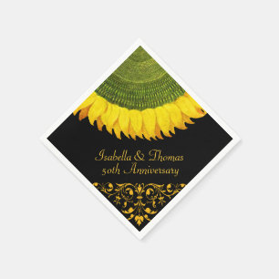Serviette En Papier Napkin, l'anniversaire noir du tournesol italien