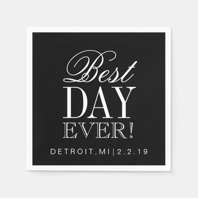 Serviette En Papier Napkin - Le meilleur jour jamais (Devant)