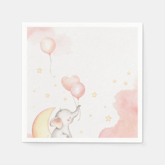Serviette En Papier Napkin rose éléphant (Devant)