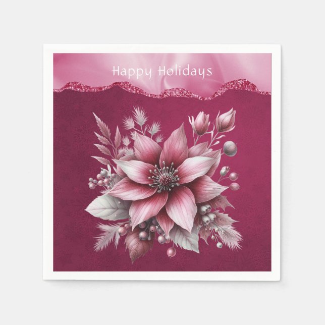 Serviette En Papier Napkin rose Floral (Devant)