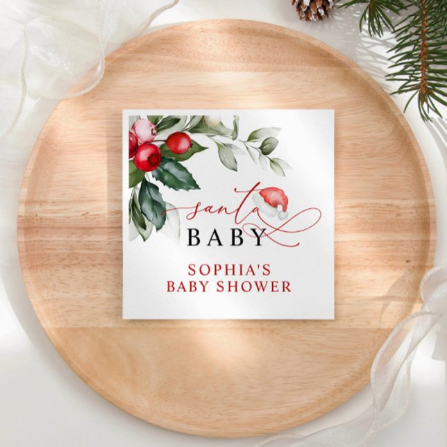 Serviette En Papier Napkins de Baby shower de Noël Père Noël (Créateur téléchargé)