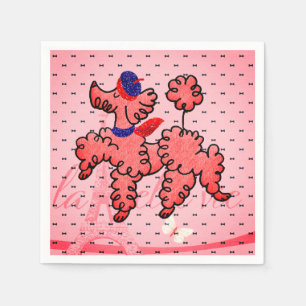 Serviette En Papier Napkins de caniche rose