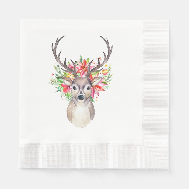 Serviette En Papier Napkins en papier cerf de Noël (Devant)