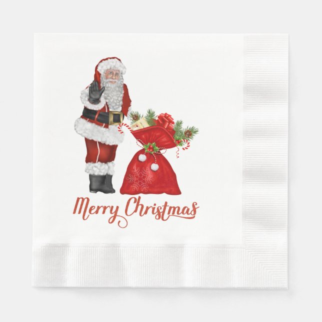 Serviette En Papier Napkins en papier de Noël du Père Noël (Devant)