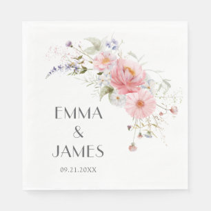 Serviette En Papier Napkins Fleur sauvage rose Mariage