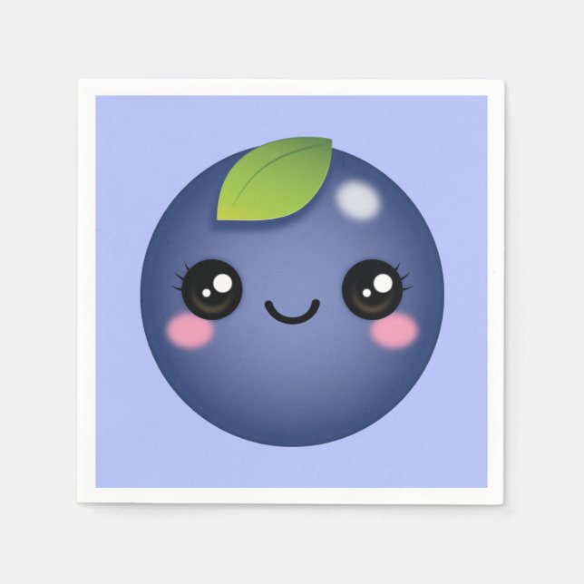 Serviette En Papier Napkins Kawaii Blueberry (Devant)