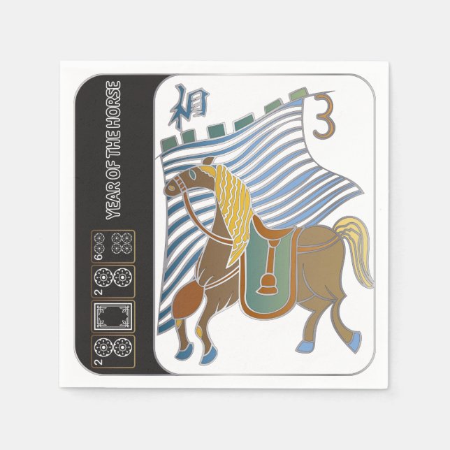 Serviette En Papier Napkins Mah Jongg Horse (Devant)