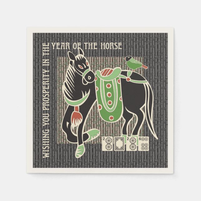 Serviette En Papier Napkins Mah Jongg Horse (Devant)