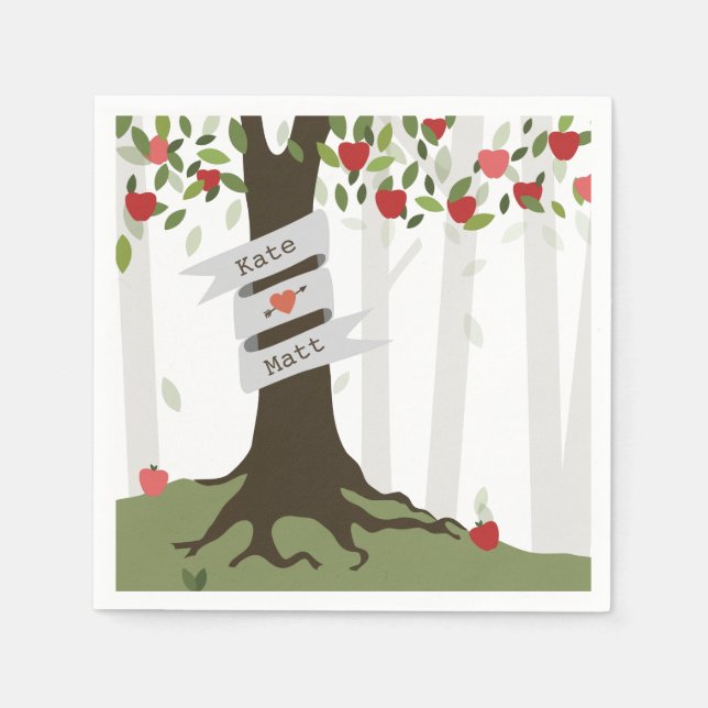 Serviette En Papier Napkins Mariage Apple Orchard (Devant)