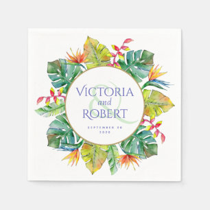 Serviette En Papier Napkins mariage Aquarelle tropicale florale