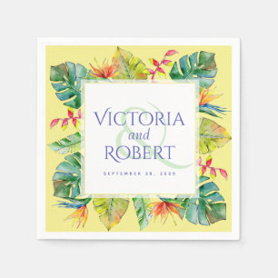 Serviette En Papier Napkins mariage   Aquarelle tropicale florale