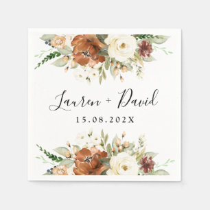 Serviette En Papier Napkins Mariage floral d'automne