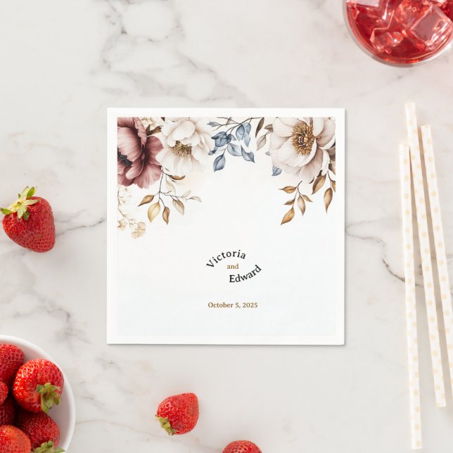 Serviette En Papier Napkins Mariage Victorian Peony Luxe (En situation)