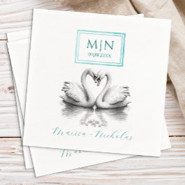 Serviette En Papier Napkins turquoise Swan Lake Mariage | Inséparable 