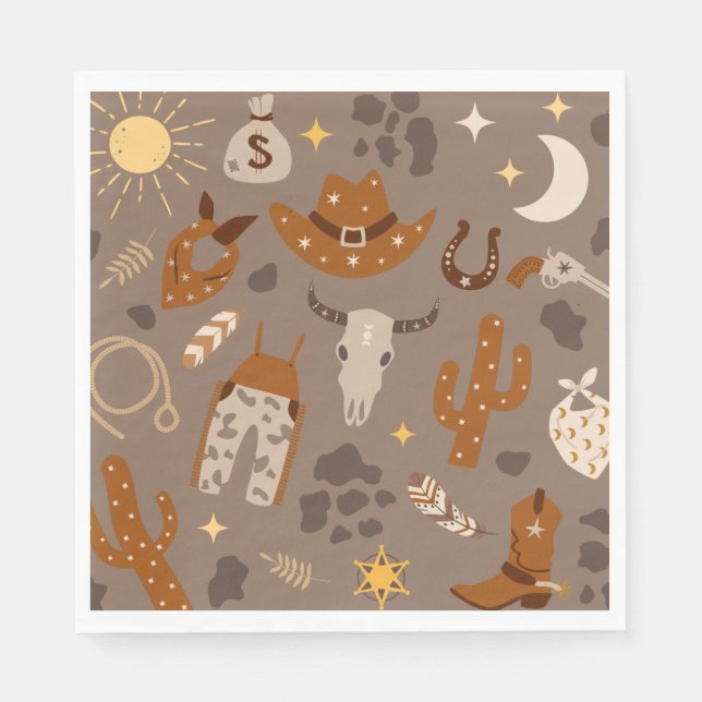 Serviette En Papier Napkins Western Party | Cowboy Party Napkins (Devant)