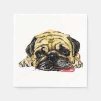 Napkinski amusant avec chien Carlin - personnalisa