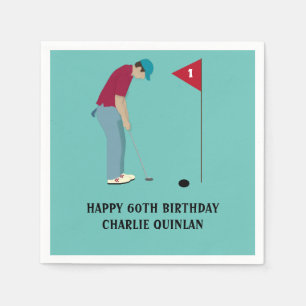 Serviette En Papier Naples à thème Golfer Turquoise bleu