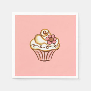 Serviette En Papier Naples Cupcake rose