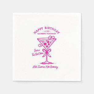 Serviette En Papier Naples customisées 70e Anniversaire Martini rose