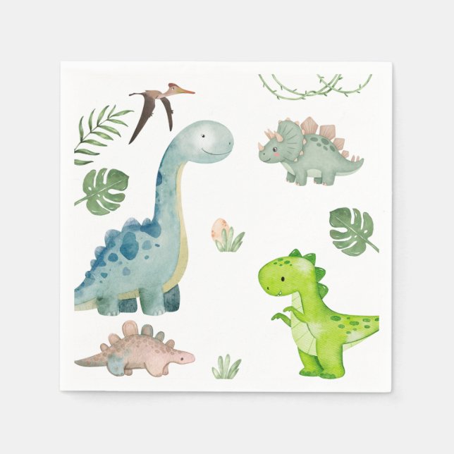 Serviette En Papier Naples d'anniversaire de Dinosaur (Devant)