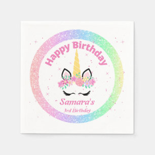 Serviette En Papier Naples de fête d'anniversaire de la licorne