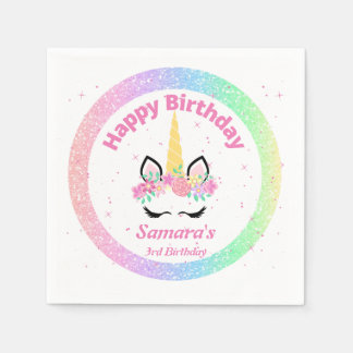 Serviette En Papier Naples de fête d'anniversaire de la licorne