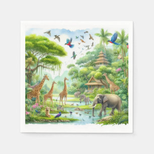 Serviette En Papier Naples de la jungle tropicale safari