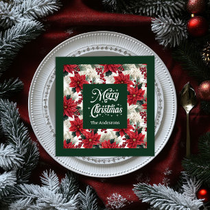 Serviette En Papier Naples de Noël classique Rouge Vert Nom personnali