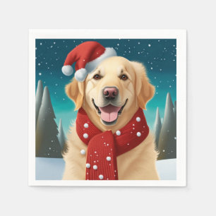 Serviette En Papier Naples de Noël Golden Retriever