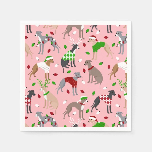Serviette En Papier Naples de Noël italien Greyhound Dog (Devant)