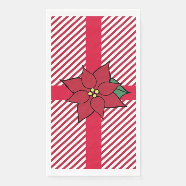 Serviette En Papier Naples de Noël Poinsettia (Devant)