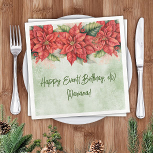 Serviette En Papier Naples de Noël Poinsettia Floral Party