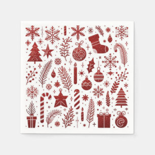 Serviette En Papier Naples de Noël rouge blanc