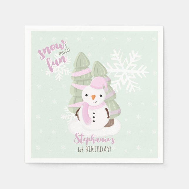 Serviette En Papier Naples de Noël Snowman (Devant)