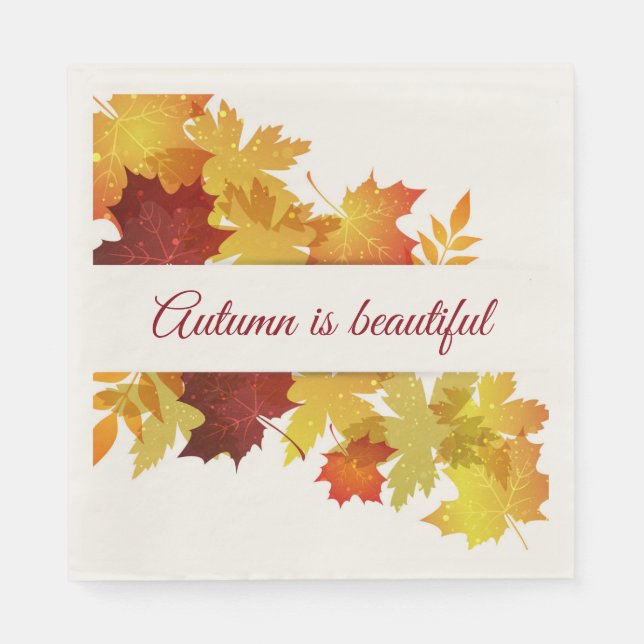 Serviette En Papier Naples en papier de feuilles d'automne (Devant)