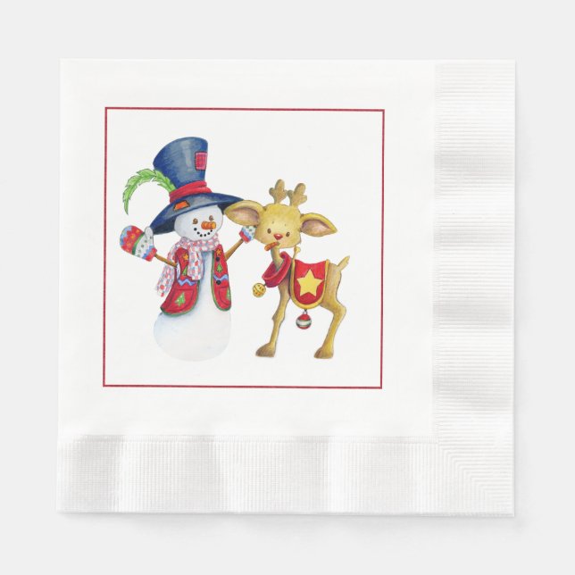 Serviette En Papier Naples en papier de Noël des Snowmen (Devant)