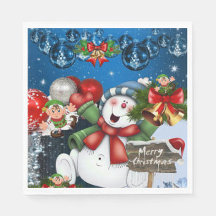 Serviette En Papier Naples en papier de Noël, Joyeux bonhomme de neige