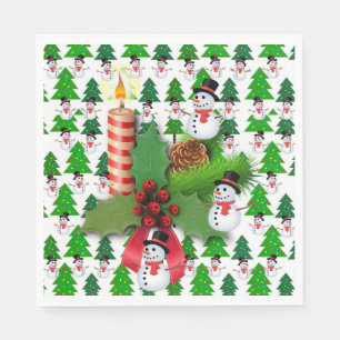 Serviette En Papier Naples en papier de Noël, Joyeux bonhomme de neige