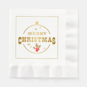 Serviette En Papier Naples en papier de Noël Joyeux d'or