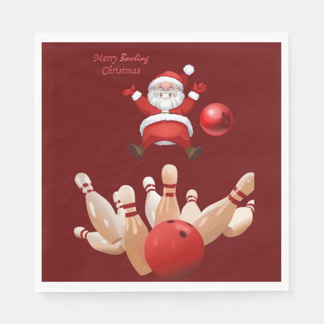 Serviette En Papier Naples en papier de Noël, Joyeux Noël, Bowling (Devant)