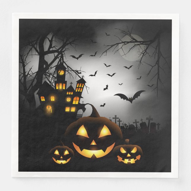 Serviette En Papier Naples en papier d'Halloween (Devant)