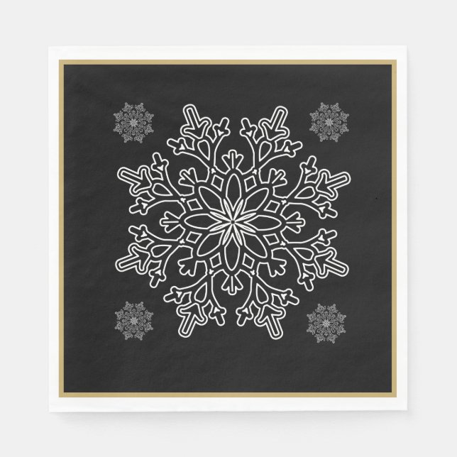 Serviette En Papier Naples en papier flocon nordique de Noël (Devant)