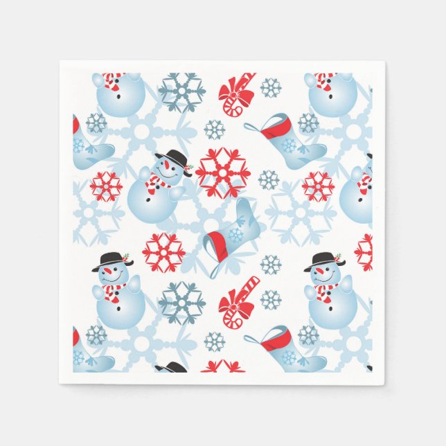 Serviette En Papier Naples en papier Snowman (Devant)