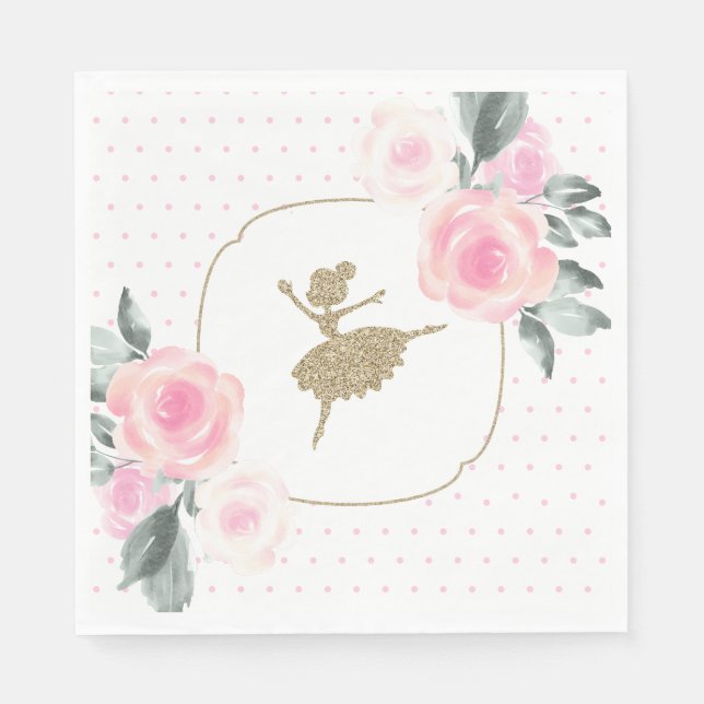Serviette En Papier Naples Floral Ballerina Anniversaire (Devant)