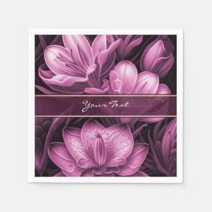 Serviette En Papier Naples florales rose magenta