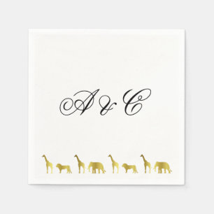 Serviette En Papier Naples Gold Jungle Animaux Party