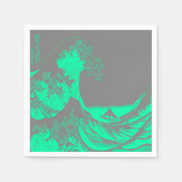 Serviette En Papier Naples Gris et Vert Vague Great Seafoam