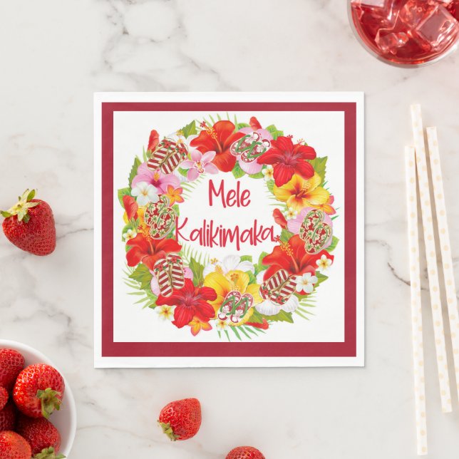 Serviette En Papier Naples Hawaiian Mele Kalikimaka Wreath Paper (En situation)