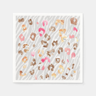 Serviette En Papier Naples Léopard Tiger Grey