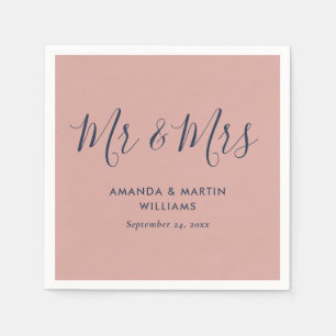 Serviette En Papier Naples Mariage bleu et blanc de la marine moderne